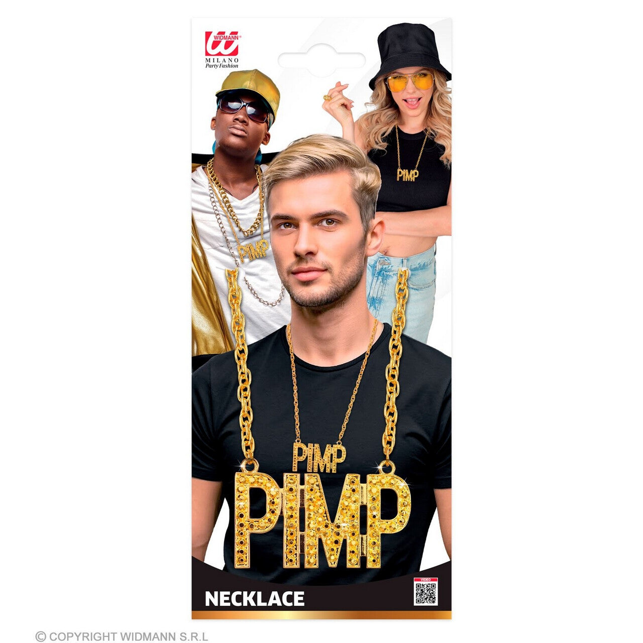 Op deze afbeelding zie je een Accessoires, van het merk Widmann. Ketting Pimp Goud 65 Cm