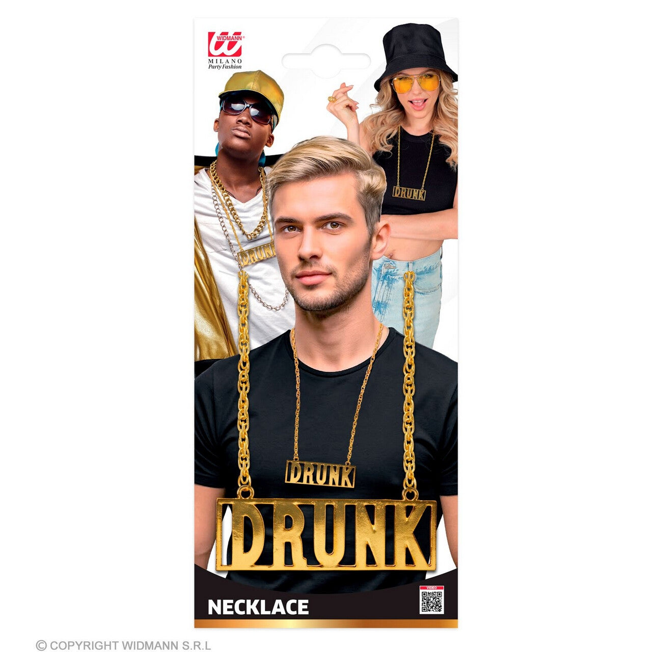 Op deze afbeelding zie je een Accessoires, van het merk Widmann. Ketting Drunk Goud 65 Cm