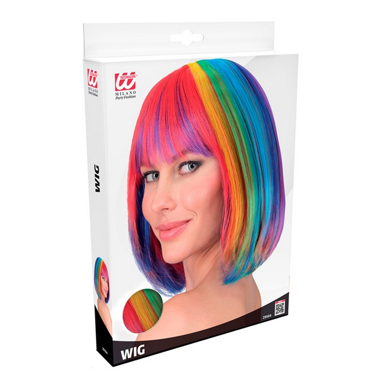 Op deze afbeelding zie je een Accessoires, van het merk Widmann. Pruik Fantasy Bobline Rainbow Beauty