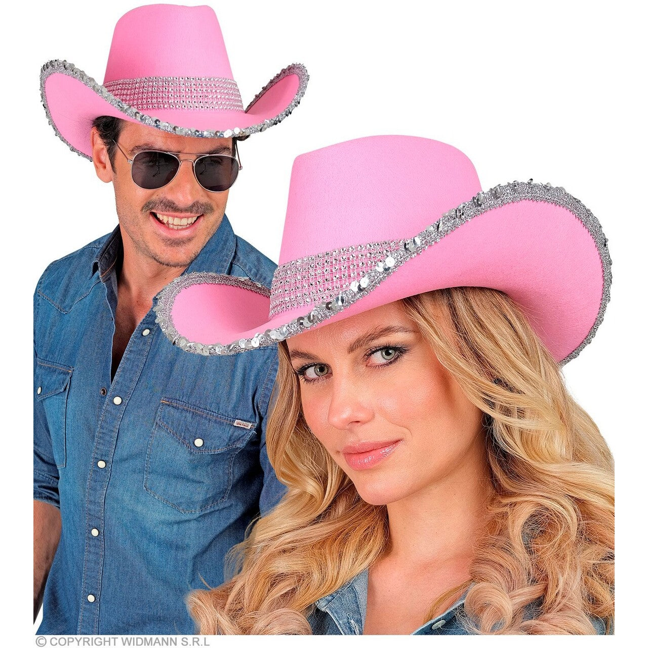 Op deze afbeelding zie je een Accessoires, van het merk Widmann. Cowboyhoed Party Girl Roze