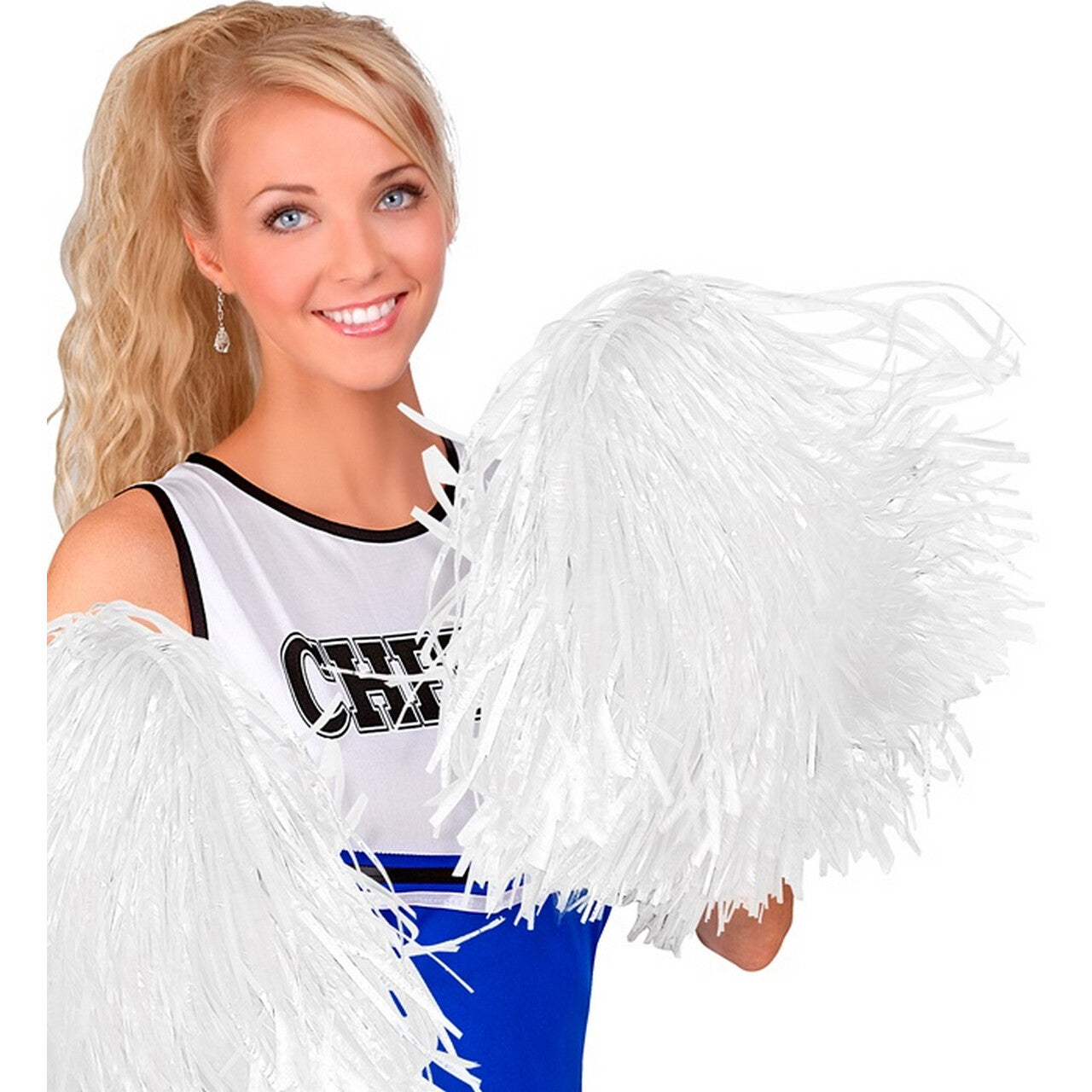 Op deze afbeelding zie je een Accessoires, van het merk Widmann. Cheerleader Pom Pom Wit 1 Stuk