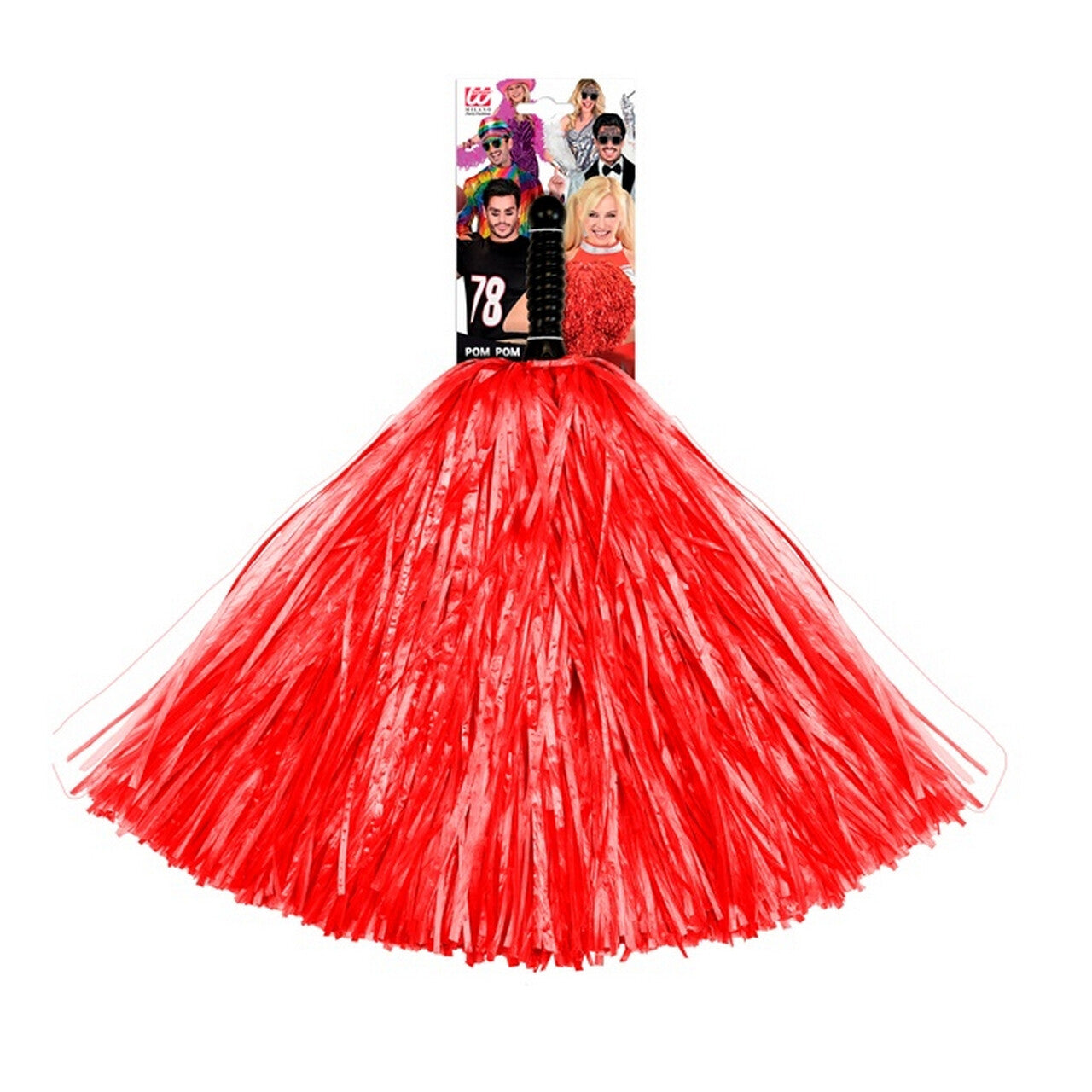 Op deze afbeelding zie je een Accessoires, van het merk Widmann. Cheerleader Pom Pom Rood 1 Stuk