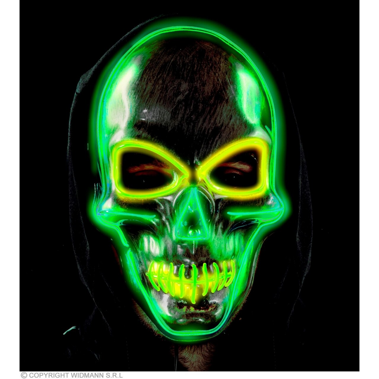 Op deze afbeelding zie je een Accessoires, van het merk Widmann. Schedel Masker Met Gekleurd Licht