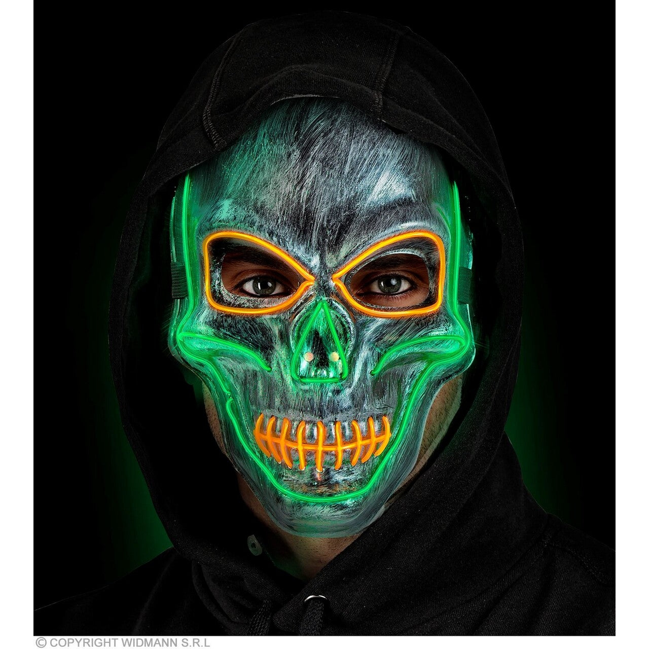Op deze afbeelding zie je een Accessoires, van het merk Widmann. Schedel Masker Met Gekleurd Licht