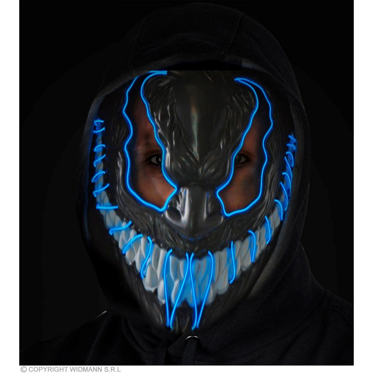 Op deze afbeelding zie je een Accessoires, van het merk Widmann. Masker Venom Monster Met Blauw Licht