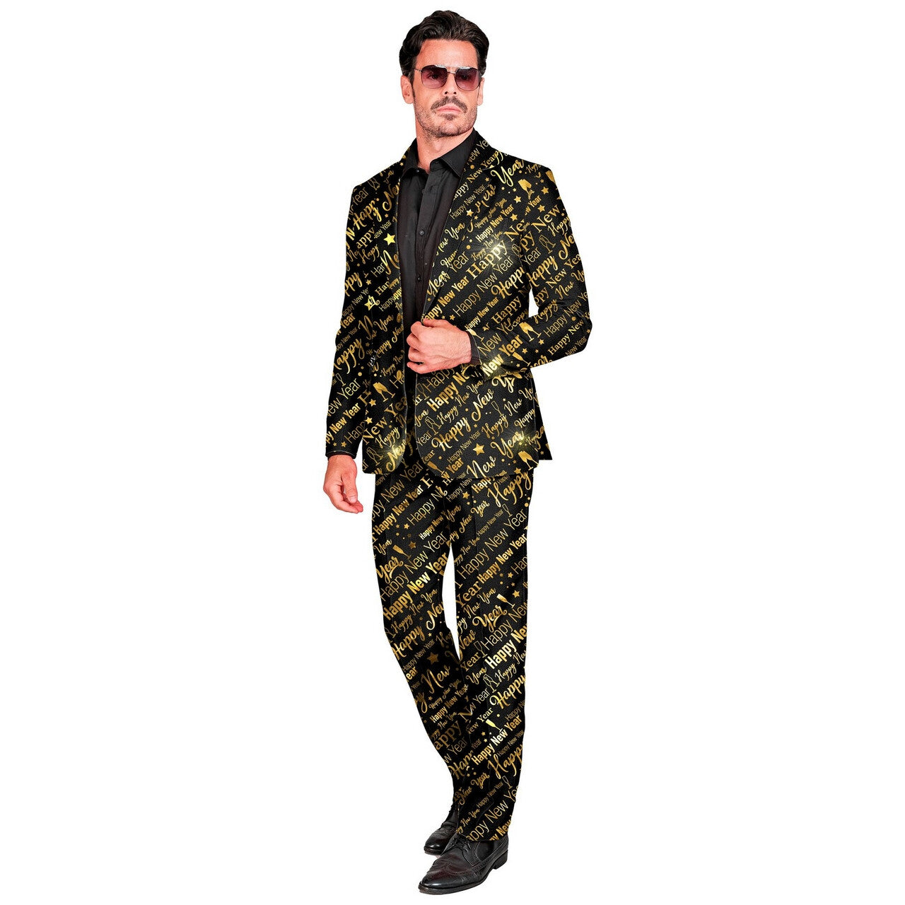 Op deze afbeelding zie je een Kostuums, van het merk Widmann. Happy New Year Golden Shimmer Man Kostuum