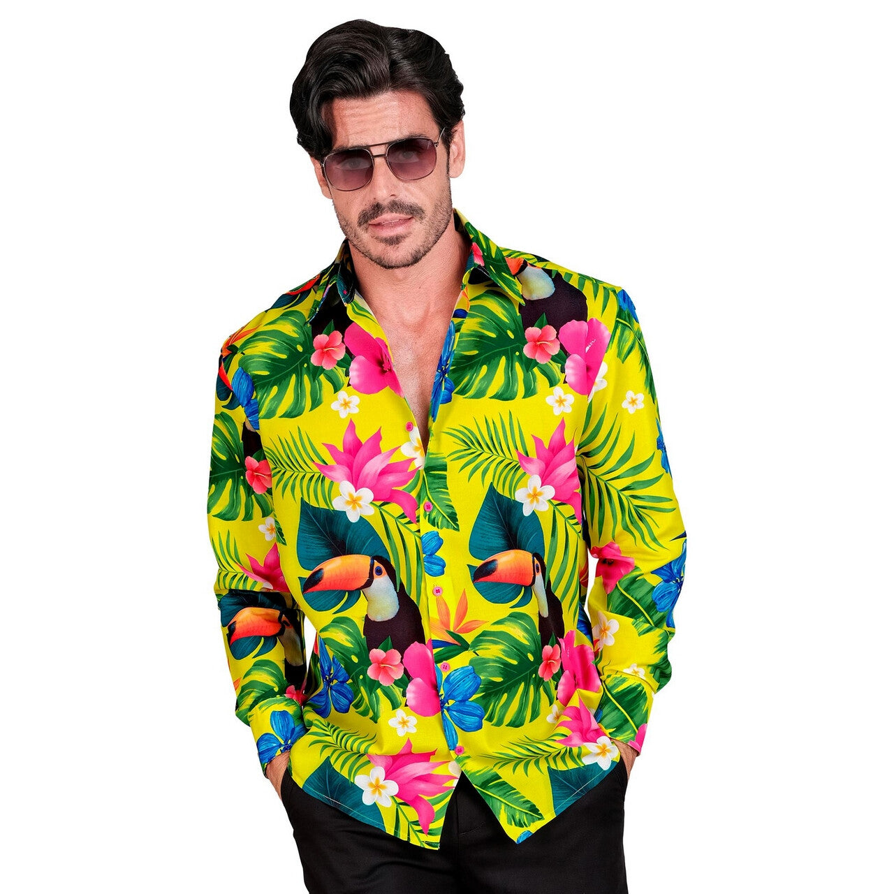 Op deze afbeelding zie je een Kostuums, van het merk Widmann. Summer Tropics Festival Overhemd Man