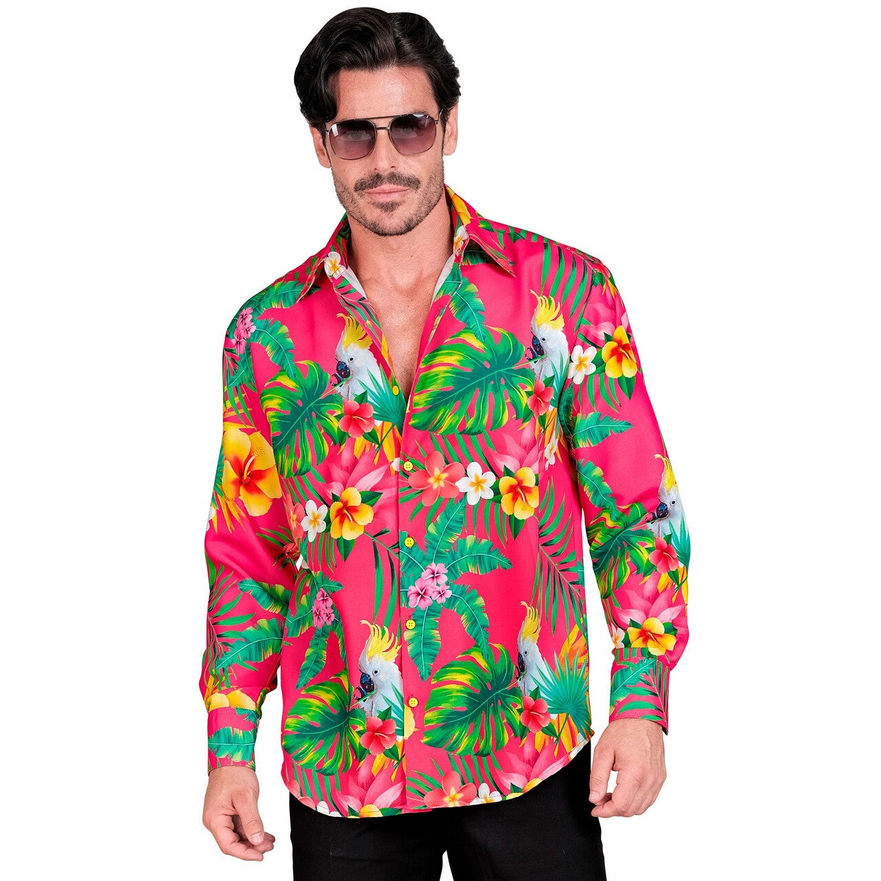 Op deze afbeelding zie je een Kostuums, van het merk Widmann. Tropical Beach Overhemd Roze Man