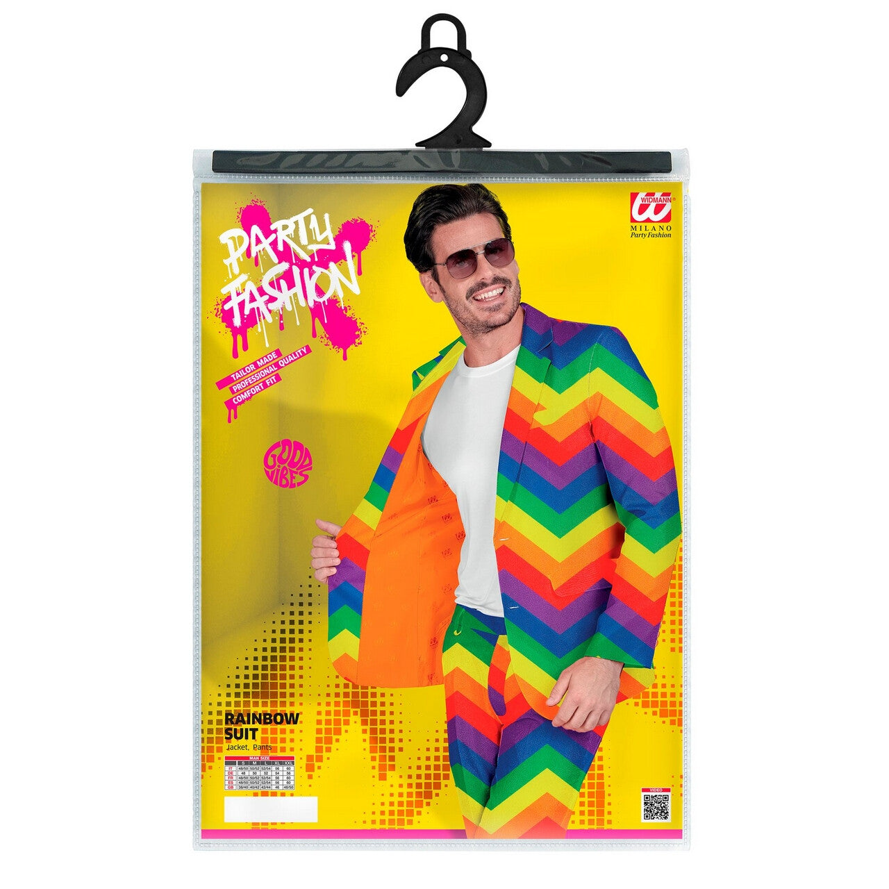 Op deze afbeelding zie je een Kostuums, van het merk Widmann. Mr Cole Rainbow Man Kostuum