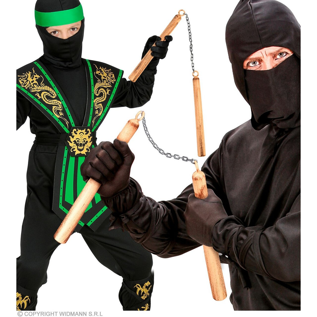 Op deze afbeelding zie je een Accessoires, van het merk Widmann. Ninja Nunchaku 30 Cm