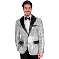 Star Der Show Pailletten-Sakko Silber Herren