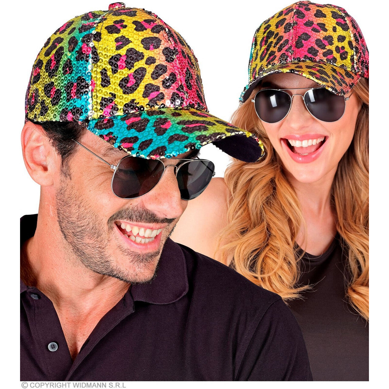 Op deze afbeelding zie je een Accessoires, van het merk Widmann. Pailletten Pet Regenboog Safari