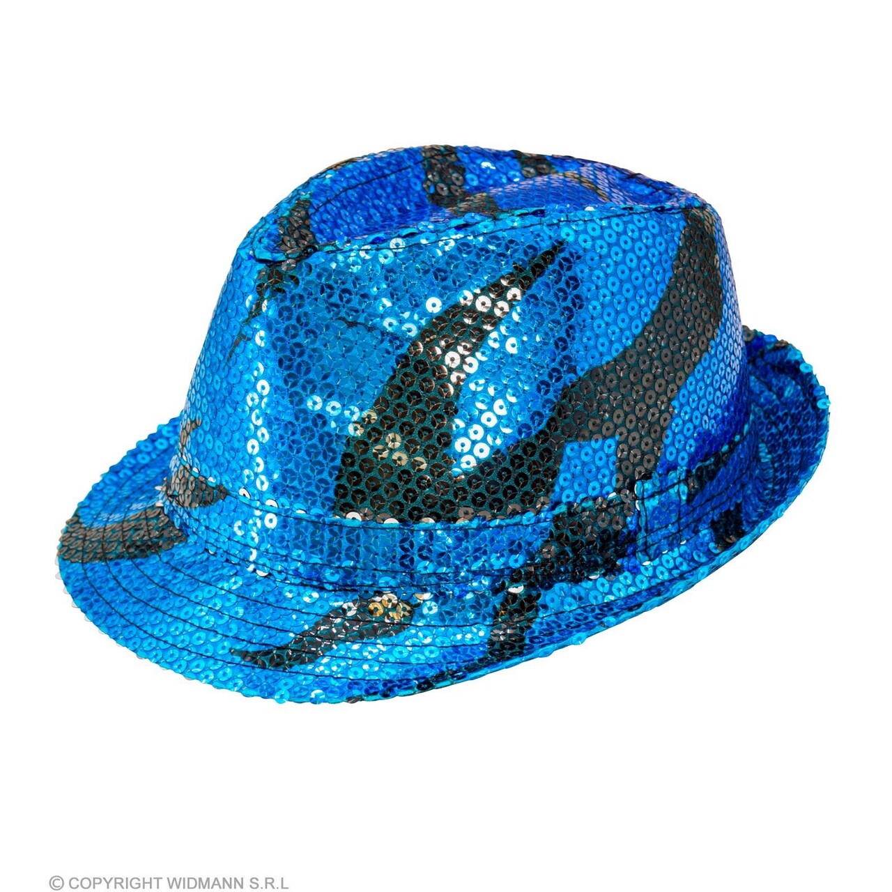 Op deze afbeelding zie je een Accessoires, van het merk Widmann. Pailletten Gangster Hoed Blauwe Oceaan Blauw
