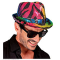 Fedora à Paillettes Arc-En-Ciel Tigre