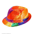 Chapeau De Gangster à Paillettes Arc-En-Ciel