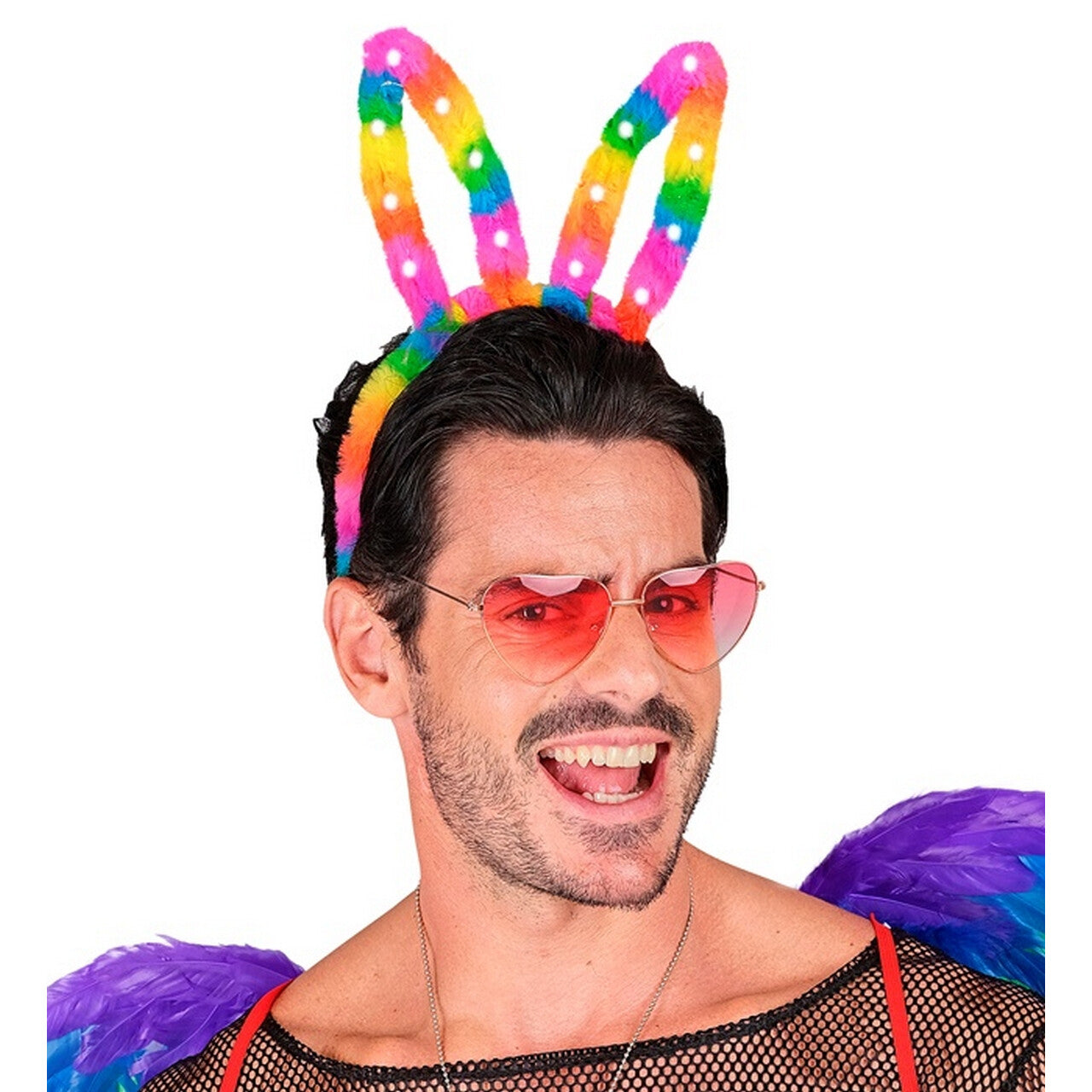 Op deze afbeelding zie je een Accessoires, van het merk Widmann. Hoofdband Gekleurde Funny Bunny Met Licht