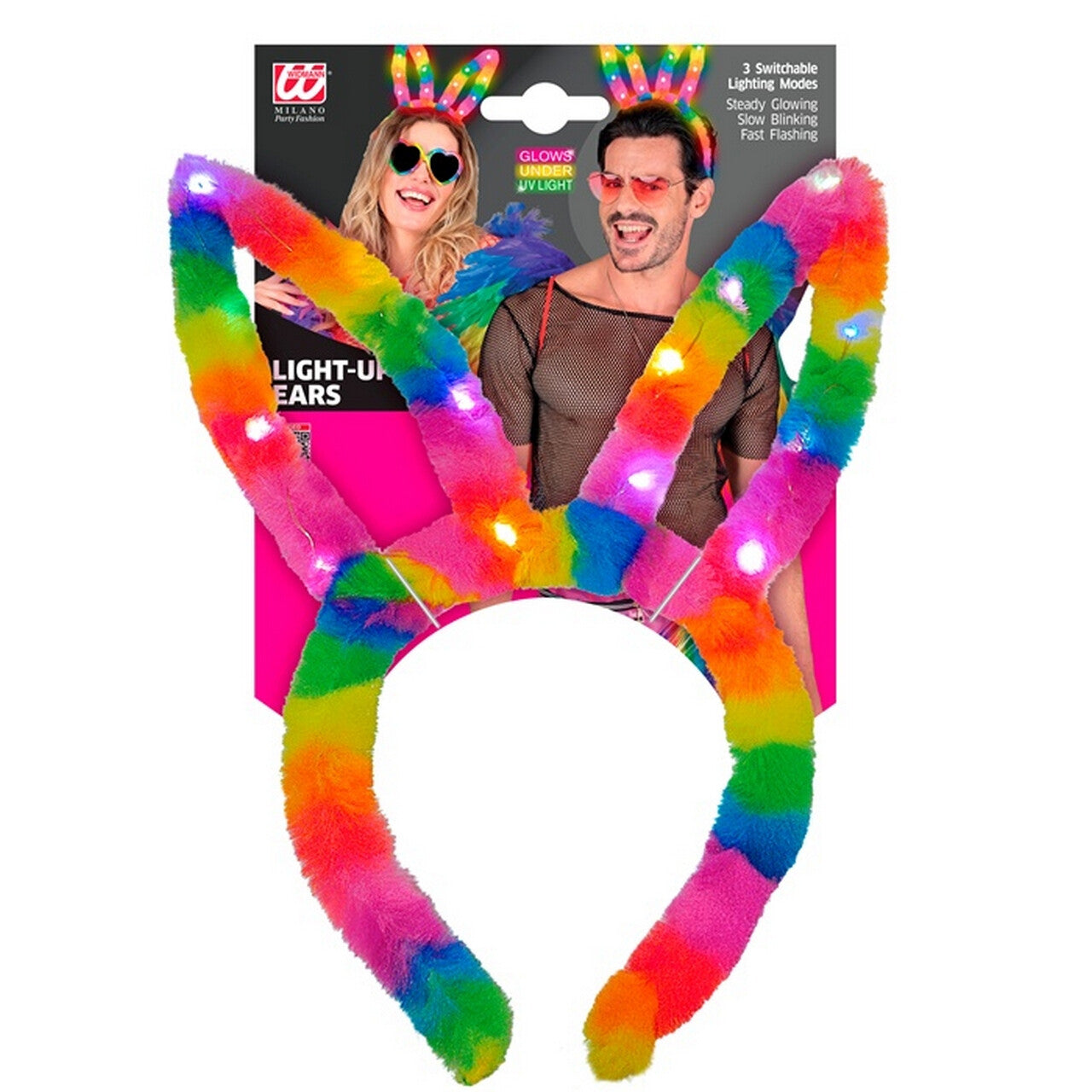 Op deze afbeelding zie je een Accessoires, van het merk Widmann. Hoofdband Gekleurde Funny Bunny Met Licht