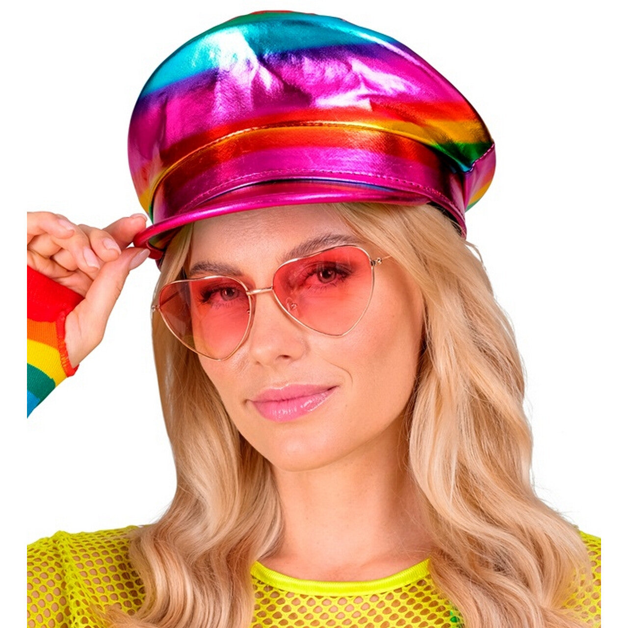 Op deze afbeelding zie je een Accessoires, van het merk Widmann. Opvallende Regenboog Pet Kapitein