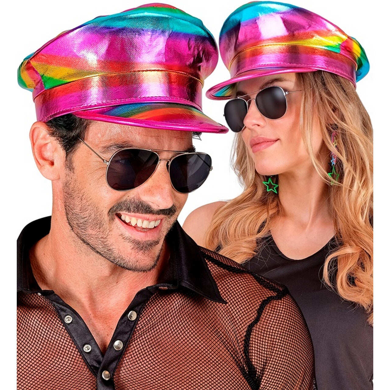 Op deze afbeelding zie je een Accessoires, van het merk Widmann. Opvallende Regenboog Pet Kapitein