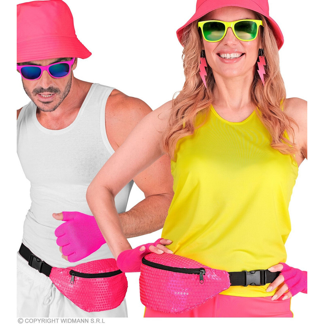 Op deze afbeelding zie je een Accessoires, van het merk Widmann. Pailletten Heuptas Neon Roze
