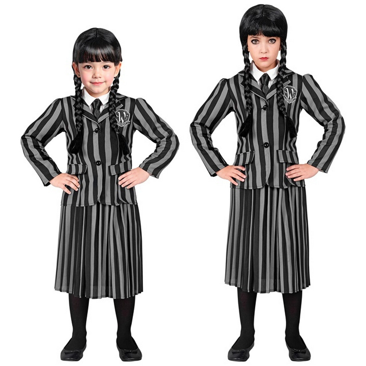 Op deze afbeelding zie je een Kostuums, van het merk Widmann. Schooluniform Nevermore School Wednesday Kind Meisje Kostuum