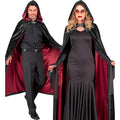 Schwarzer Langer Samtumhang Mit Kapuze 140 Cm Unisex