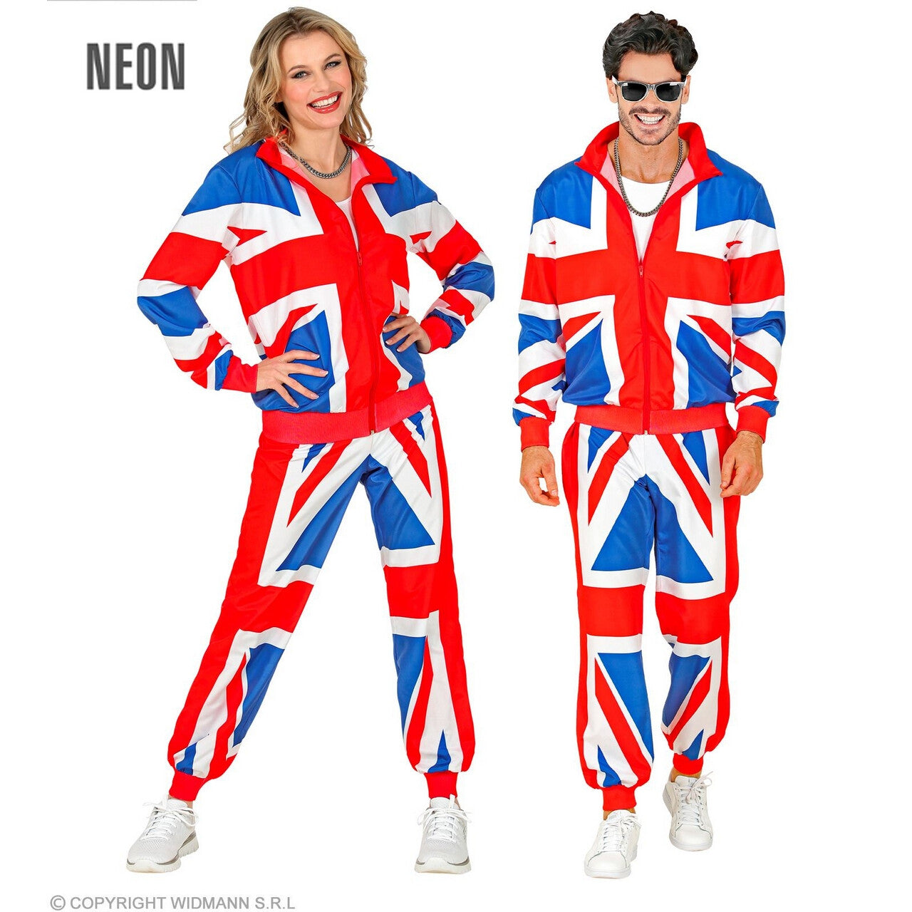 Op deze afbeelding zie je een Kostuums, van het merk Widmann. Union Jack Star Team Trainingspak Kostuum