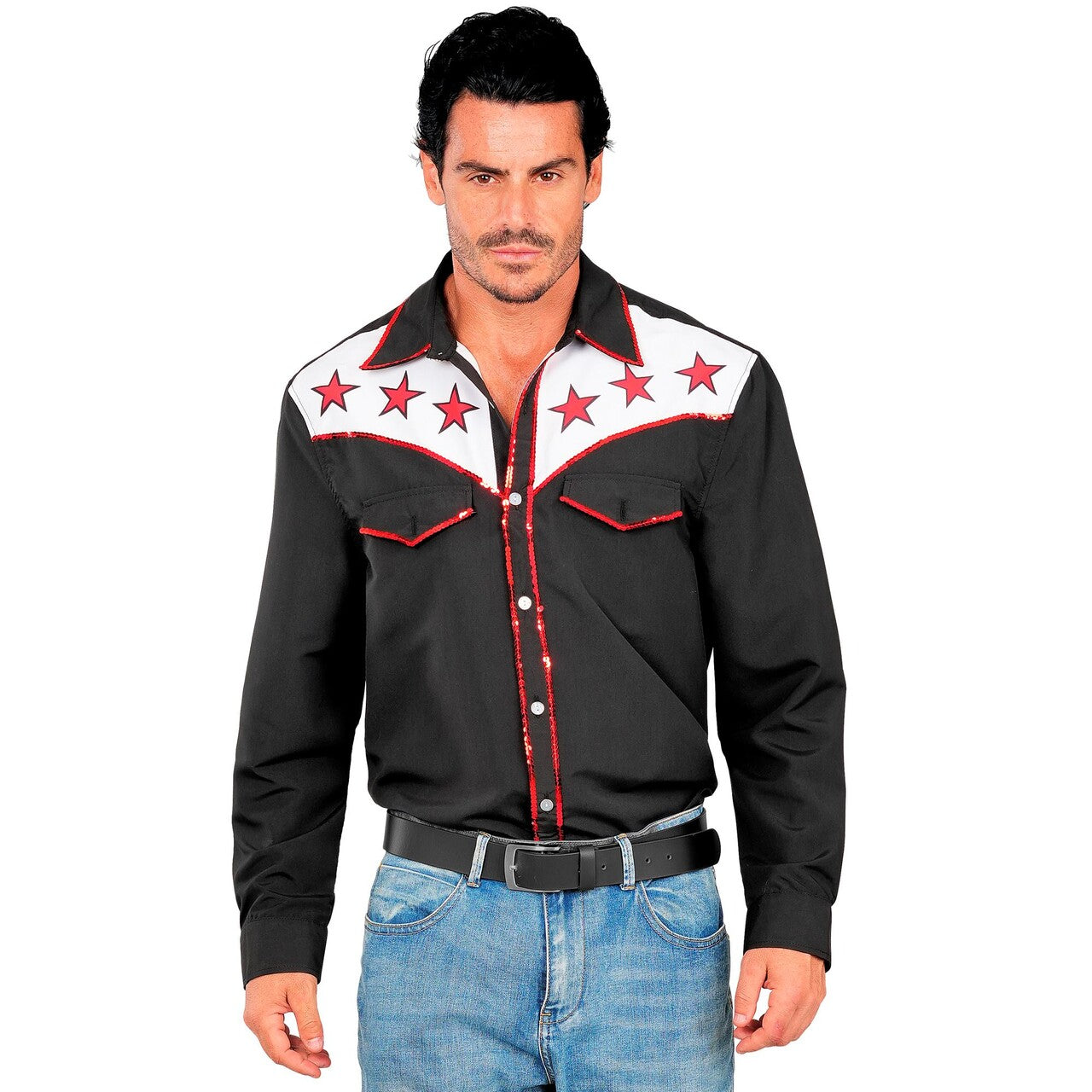 Op deze afbeelding zie je een Kostuums, van het merk Widmann. Rodeo Cowboy Drive Overhemd Man