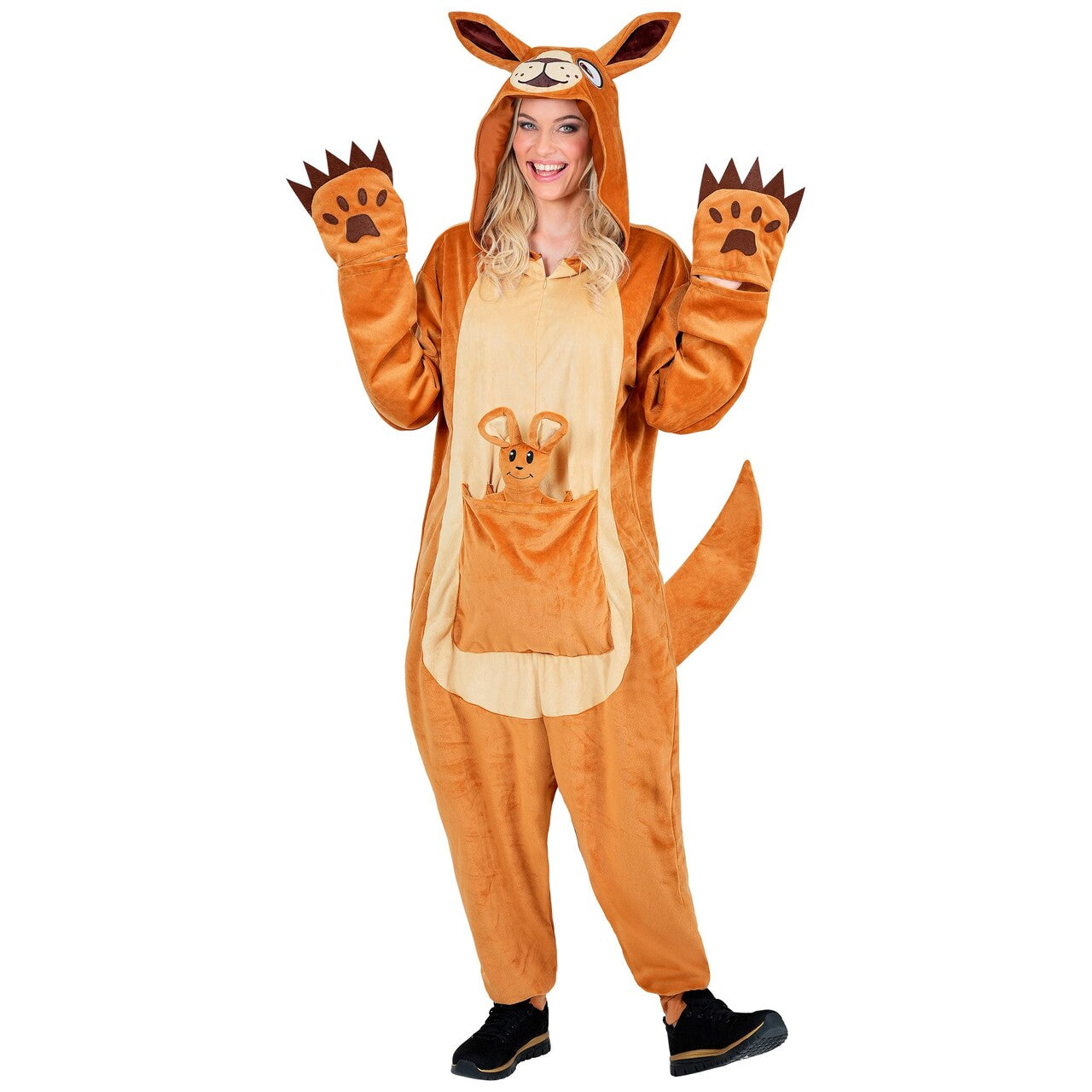 Op deze afbeelding zie je een Kostuums, van het merk Widmann. Kangoeroe Met Joey Onesie Kostuum
