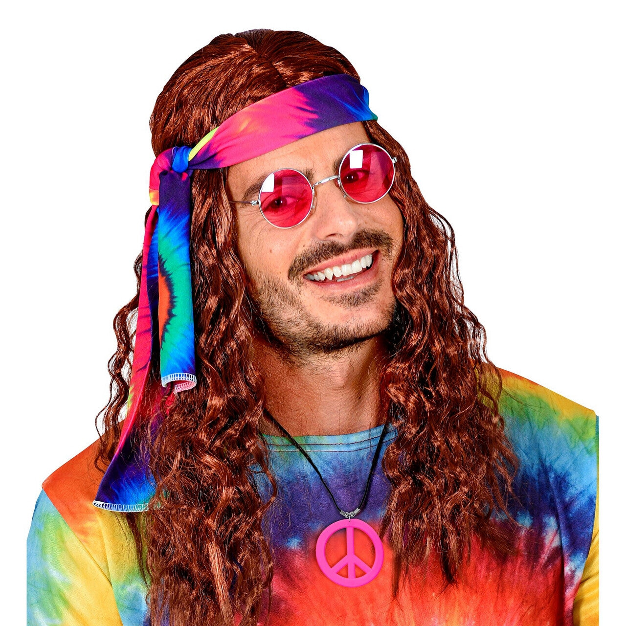 Op deze afbeelding zie je een Accessoires, van het merk Widmann. Ketting Peace Symbool Neon Roze