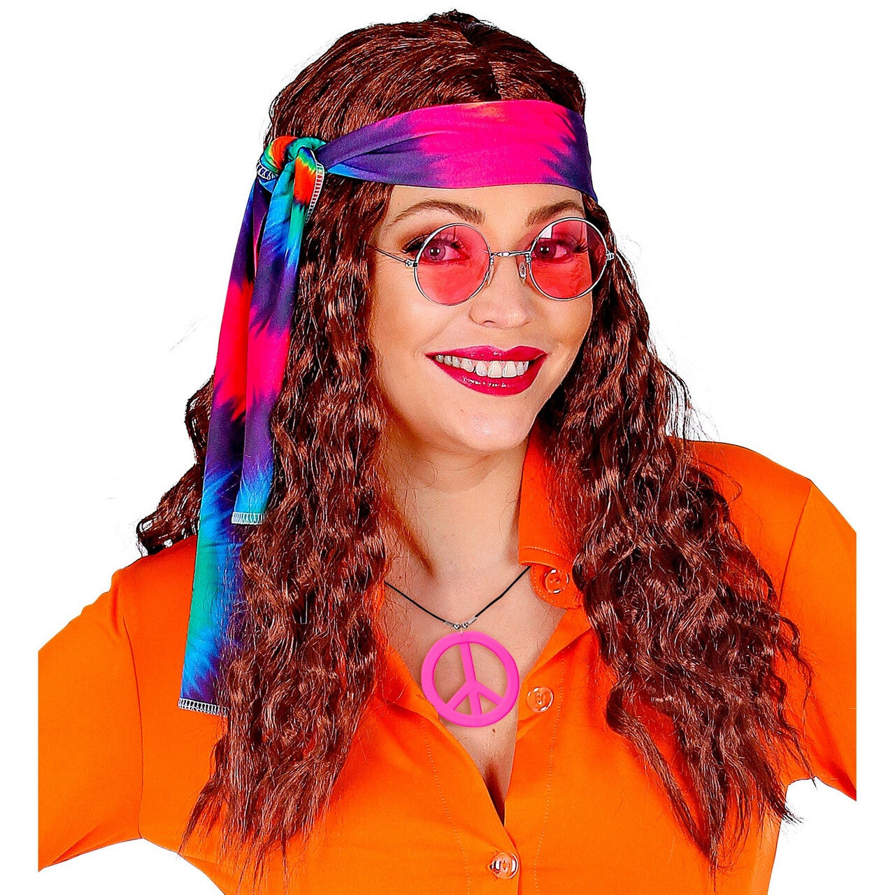 Op deze afbeelding zie je een Accessoires, van het merk Widmann. Ketting Peace Symbool Neon Roze