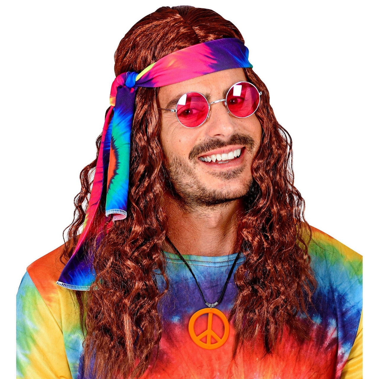 Op deze afbeelding zie je een Accessoires, van het merk Widmann. Ketting Peace Symbool Neon Oranje