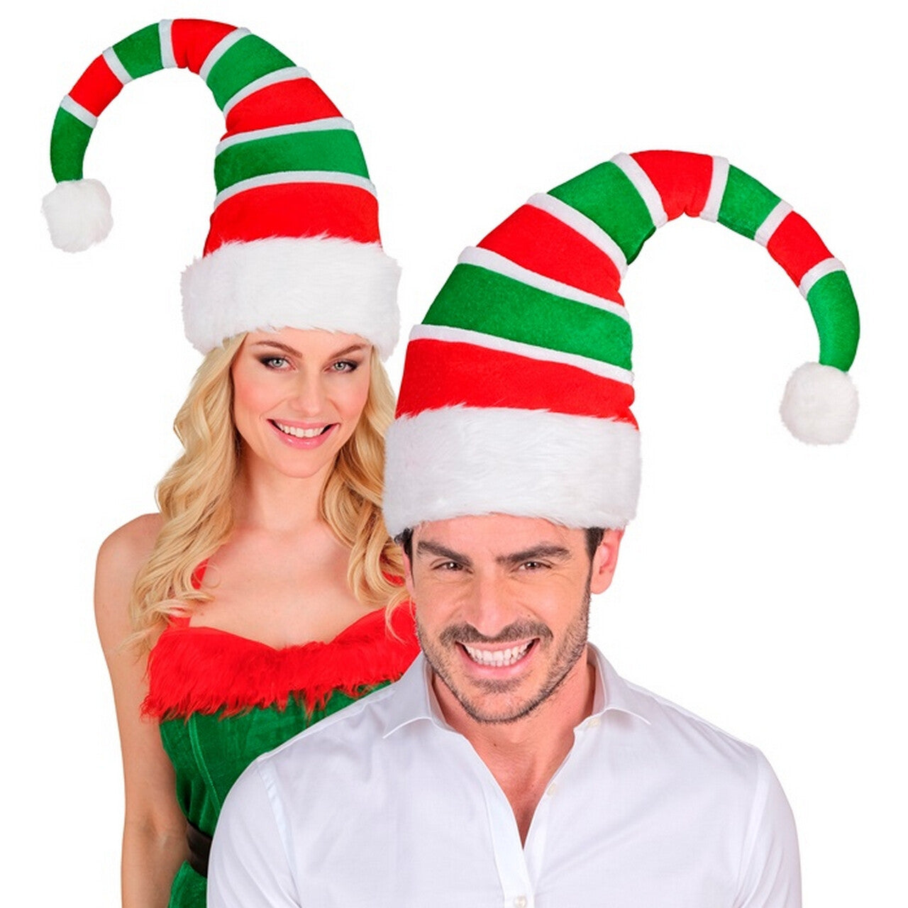 Op deze afbeelding zie je een Accessoires, van het merk Widmann. Gestreepte Muts Kerstelf