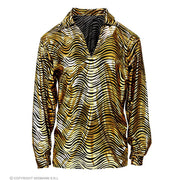 Op deze afbeelding zie je een Kostuums, van het merk Widmann. Exotische Joe Disco Shirt Goud Man