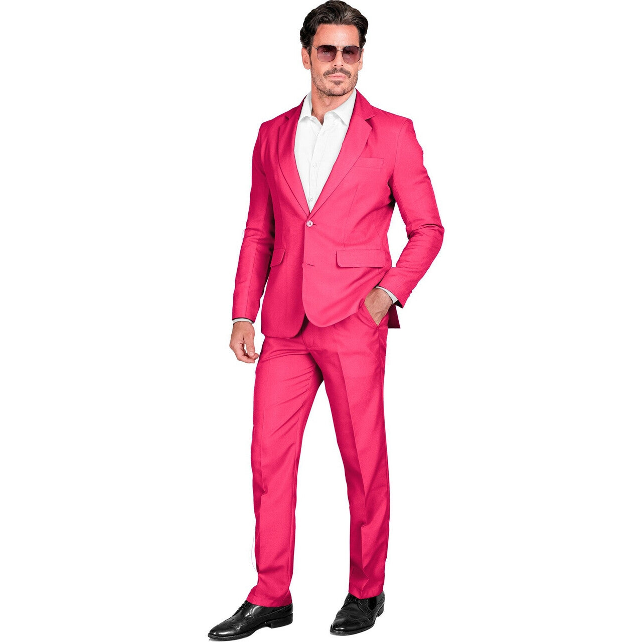 Op deze afbeelding zie je een Kostuums, van het merk Widmann. De Echte Roze Topper Man Kostuum