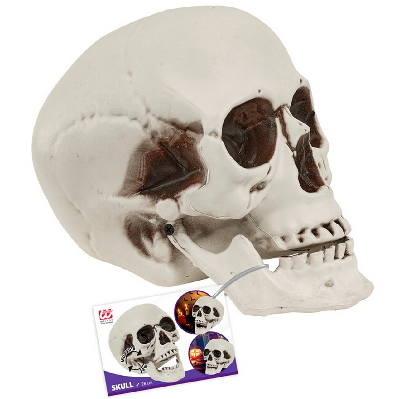Op deze afbeelding zie je een Decoratie, van het merk Widmann. Decoratie Schedel Met Beweegbare Kaak