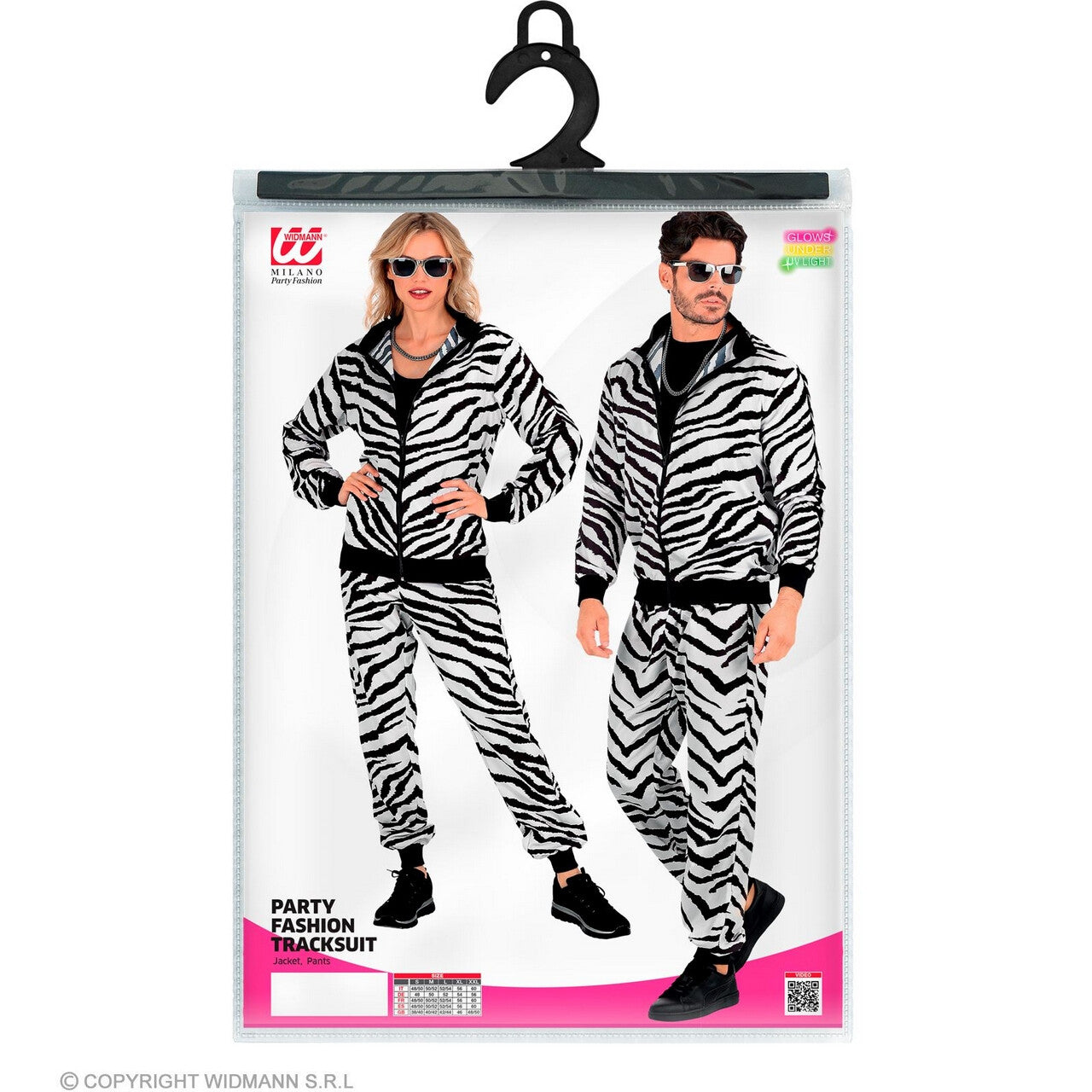 Op deze afbeelding zie je een Kostuums, van het merk Widmann. Zebra Camo Zwart / Wit Trainingspak Kostuum