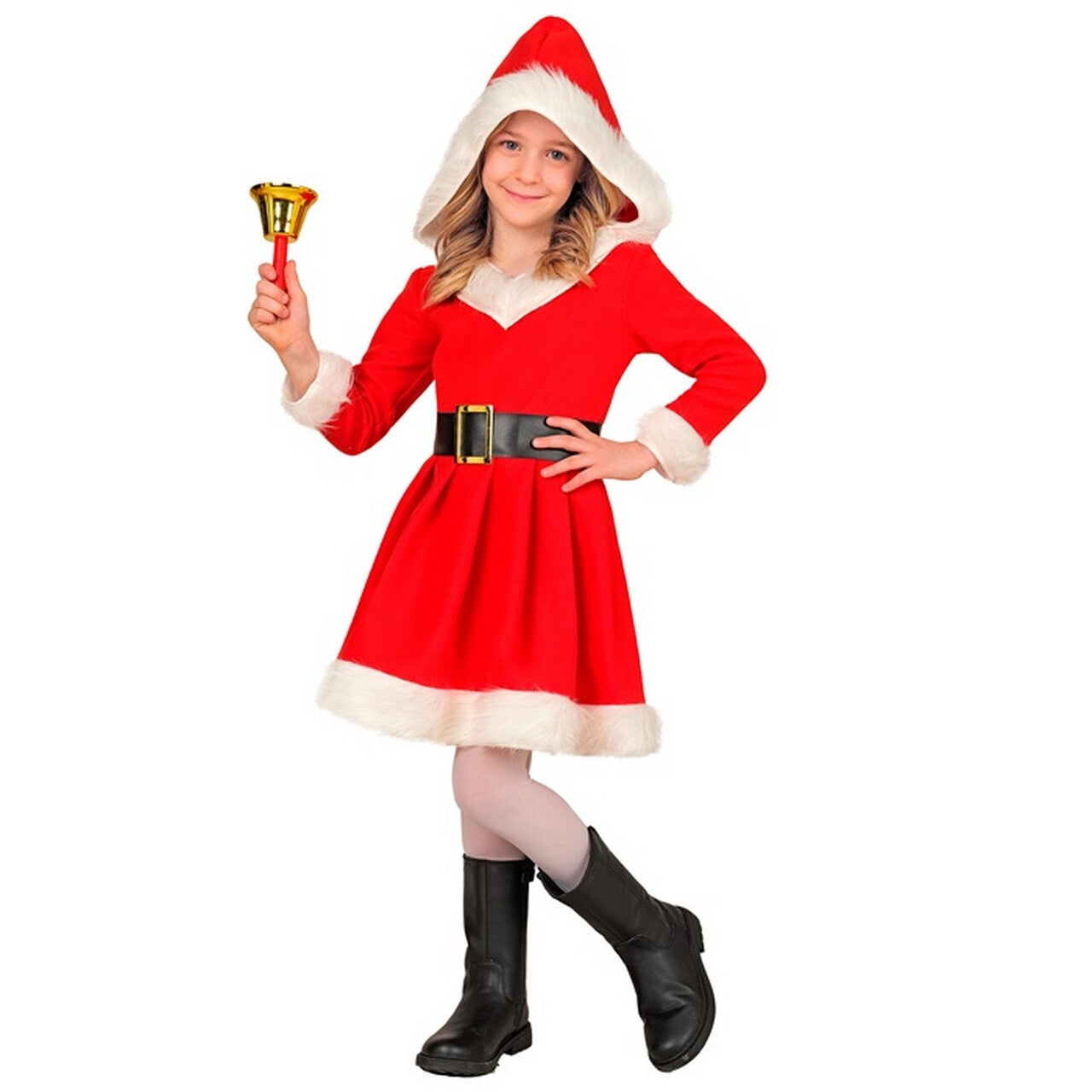 Op deze afbeelding zie je een Kostuums, van het merk Widmann. Little Miss Santa Xmas Meisje Kostuum