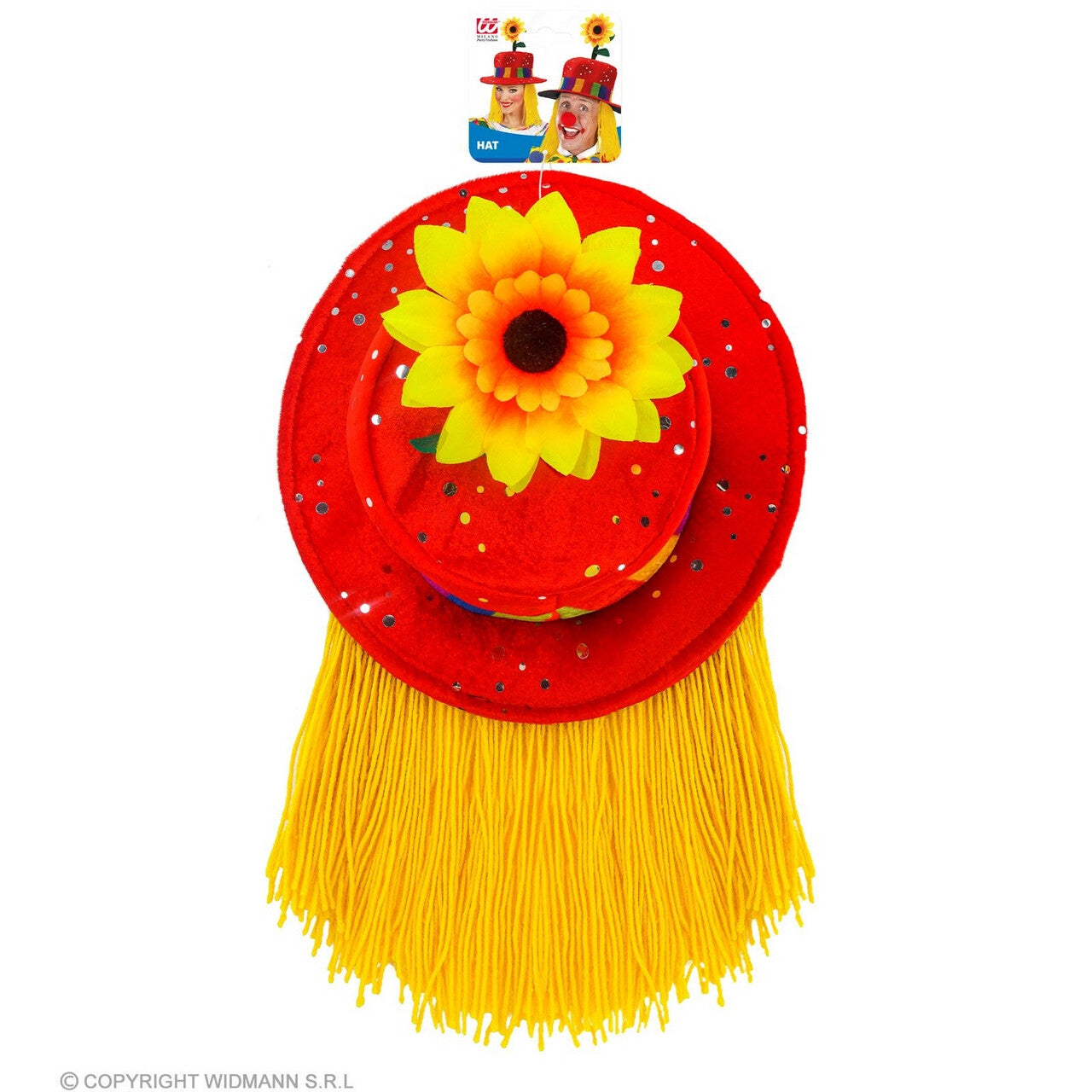Op deze afbeelding zie je een Accessoires, van het merk Widmann. Blije Bloem Hoed Met Geel Haar