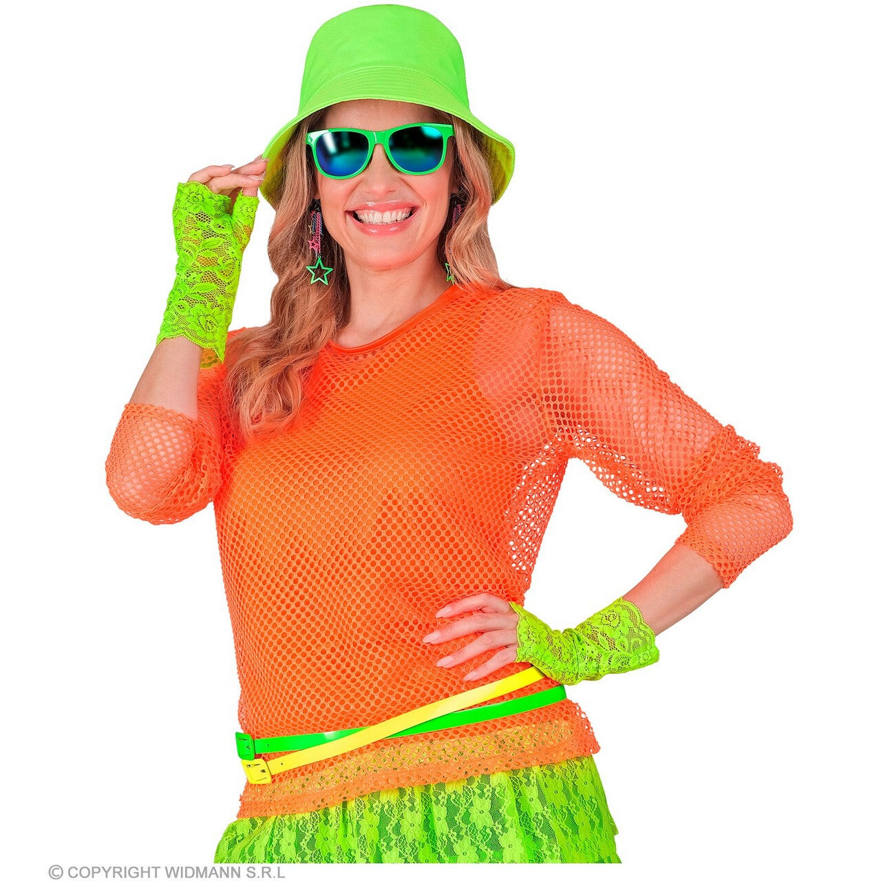 Op deze afbeelding zie je een Kostuums, van het merk Widmann. Basic Tank Top Neon Oranje Vrouw