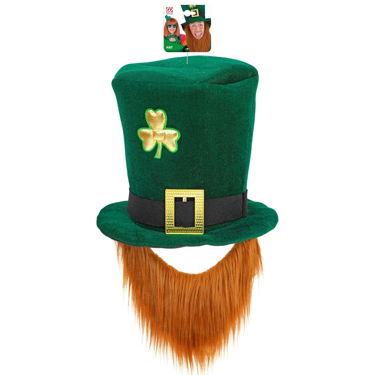 Op deze afbeelding zie je een Accessoires, van het merk Widmann. Lucky Leprechaun Hoed Met Baard