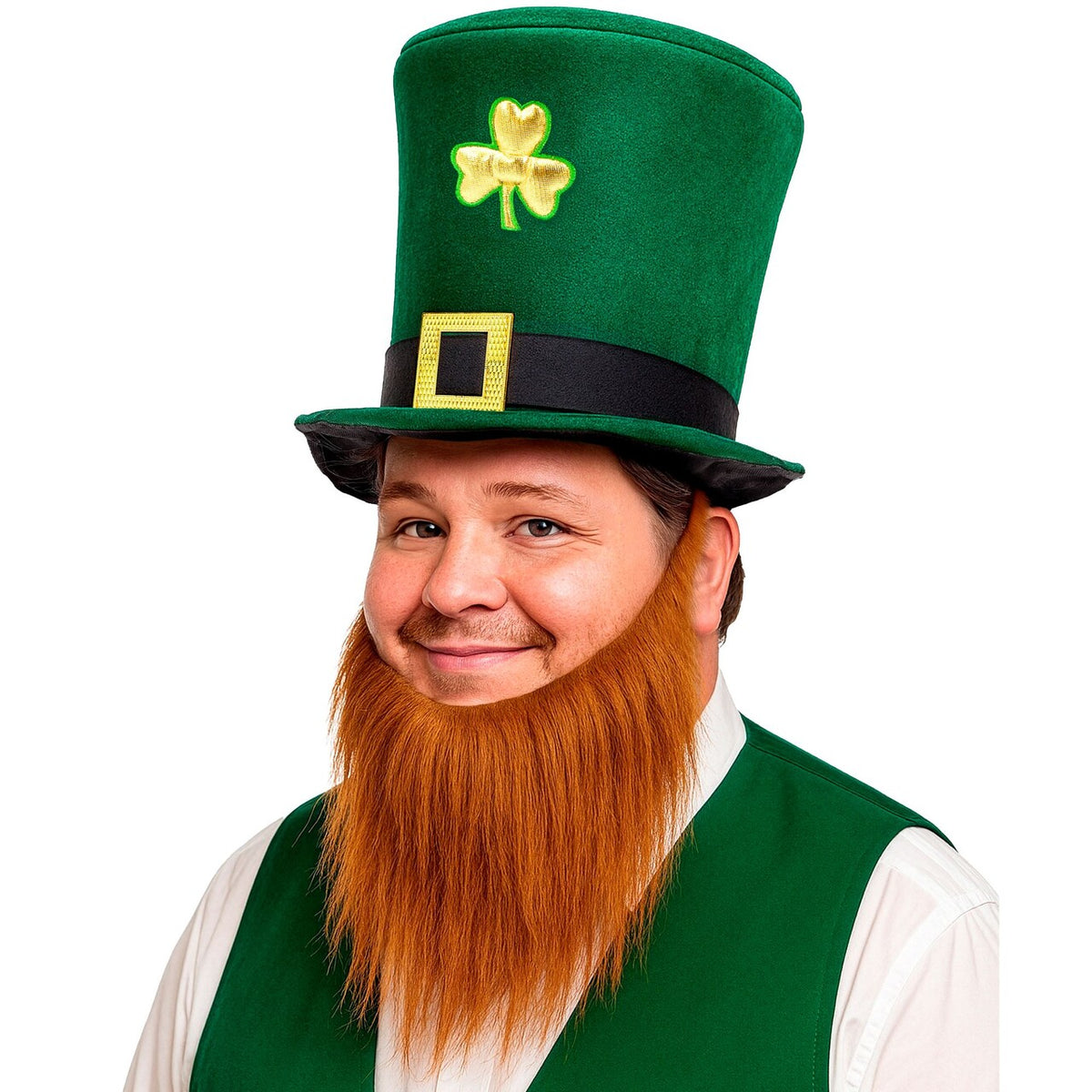 Op deze afbeelding zie je een Accessoires, van het merk Widmann. Lucky Leprechaun Hoed Met Baard