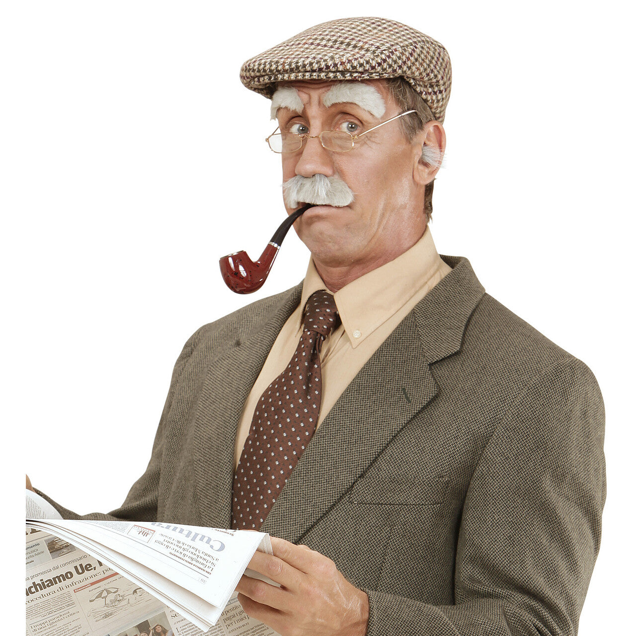 Op deze afbeelding zie je een Accessoires, van het merk Widmann. Snor En Wenkbrauwen Oude Man Grandpa Grey