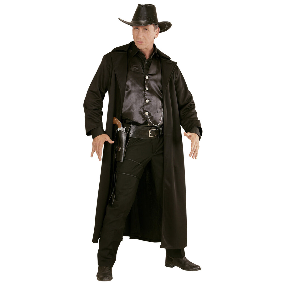 Op deze afbeelding zie je een Accessoires, van het merk Widmann. Knallende Cowboy Western Holster Met Riem Lederlook , Zwart