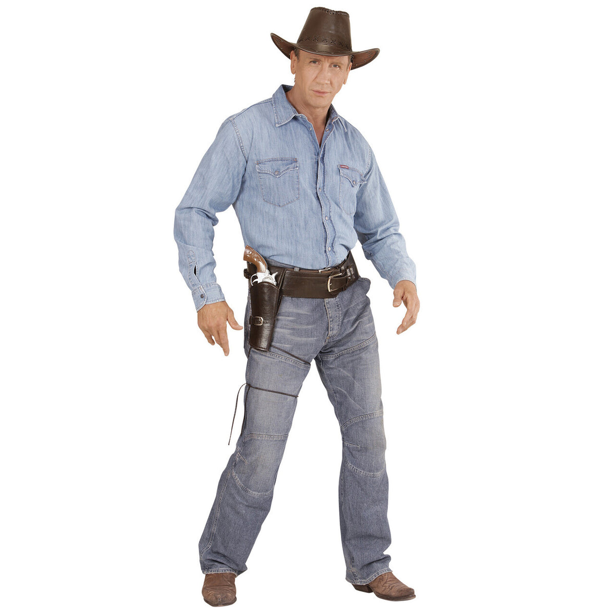 Op deze afbeelding zie je een Accessoires, van het merk Widmann. Knallende Cowboy Western Holster Met Riem Lederlook , Bruin