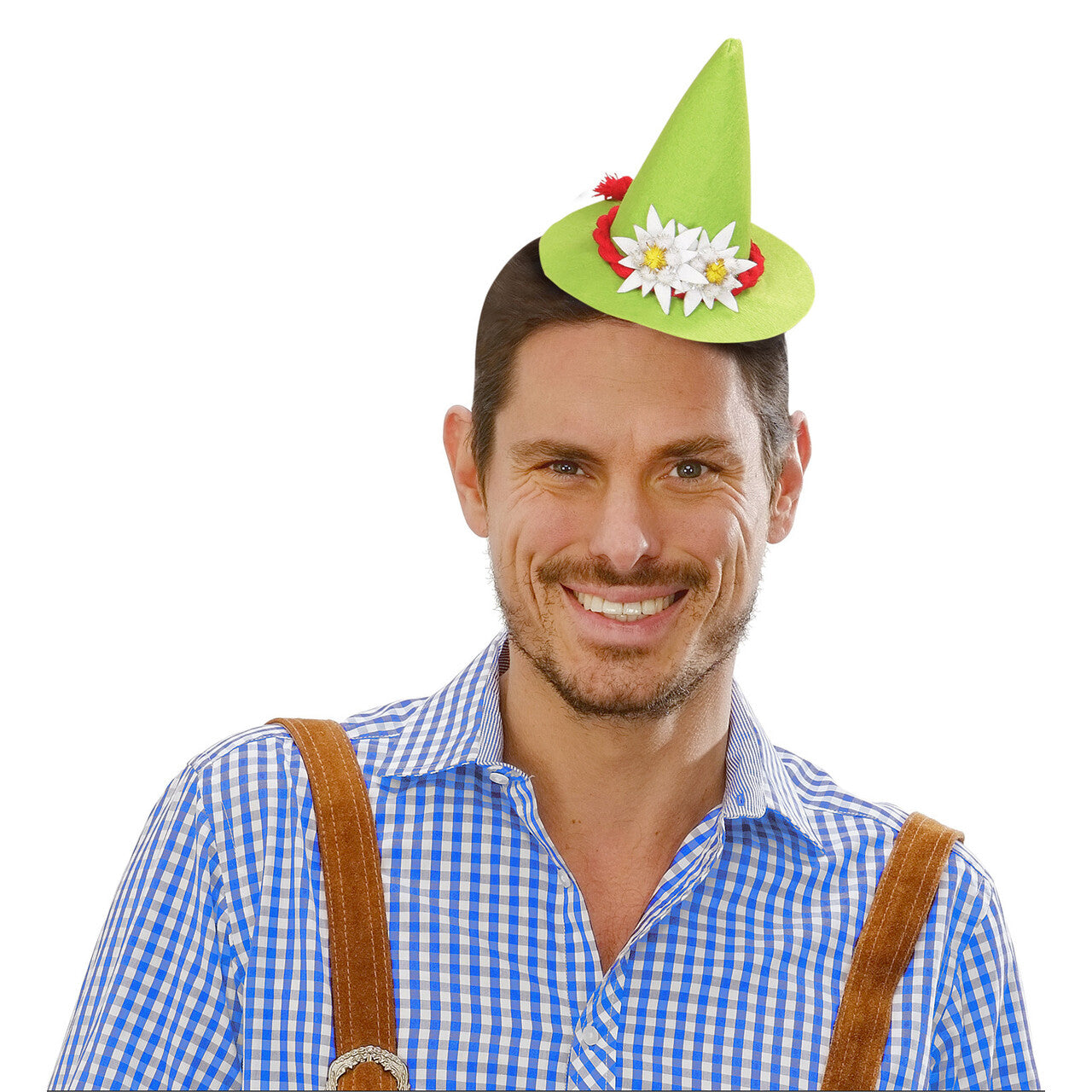 Op deze afbeelding zie je een Accessoires, van het merk Widmann. Vrolijke Mini Bayern Hoed Met Edelweiss, Groen