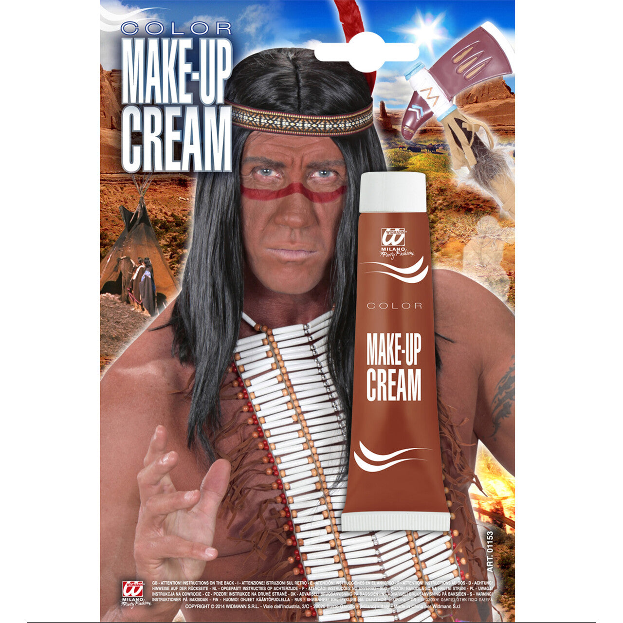Op deze afbeelding zie je een Accessoires, van het merk Widmann. Speciale Make-Up Indiaan Rood In Tube