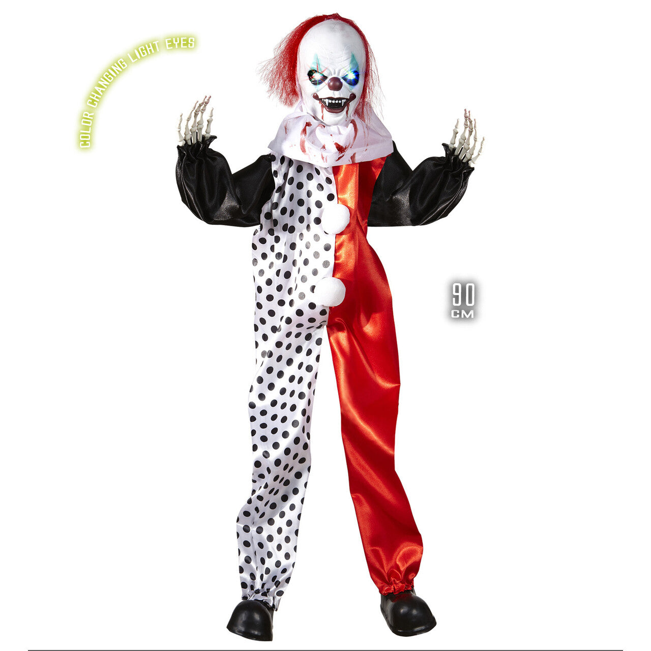 Op deze afbeelding zie je een Decoratie, van het merk Widmann. Halloween Deco Killerclown Pop Met Lichtgevende Ogen, 90 Centimeter