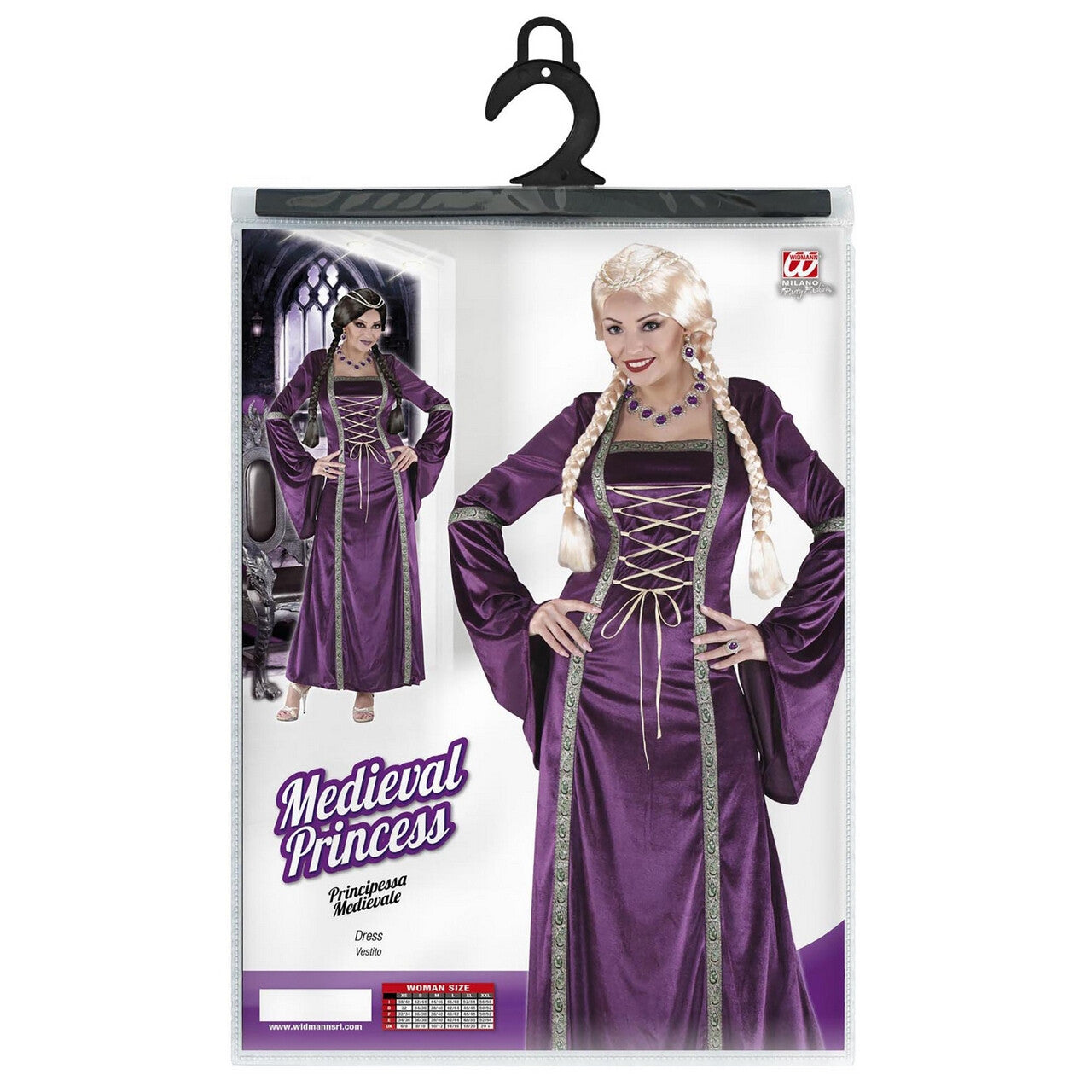 Op deze afbeelding zie je een Kostuums, van het merk Widmann. Purple Lady Middeleeuwse Prinses Vrouw Kostuum