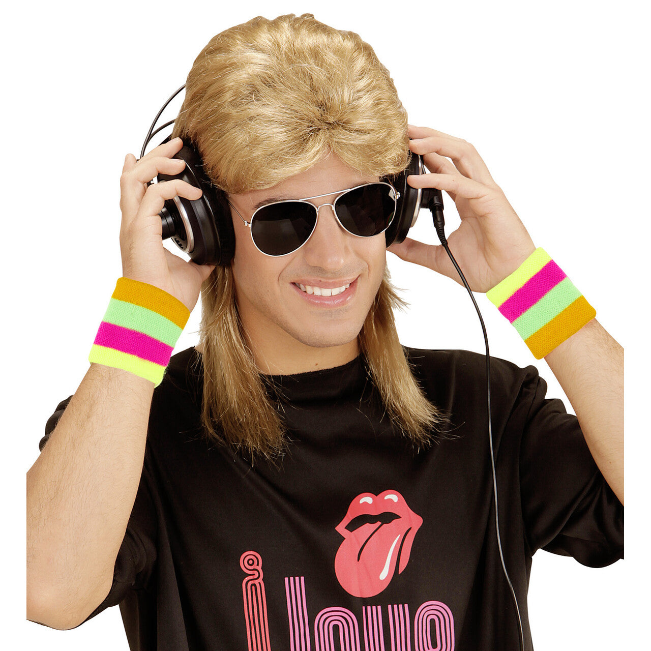 Op deze afbeelding zie je een Accessoires, van het merk Widmann. Neon Polsbanden Neon Meerkleurig 80s Sports